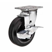 Большегрузное обрезиненное колесо поворотное с тормозом SCdb63 (302) 160 мм